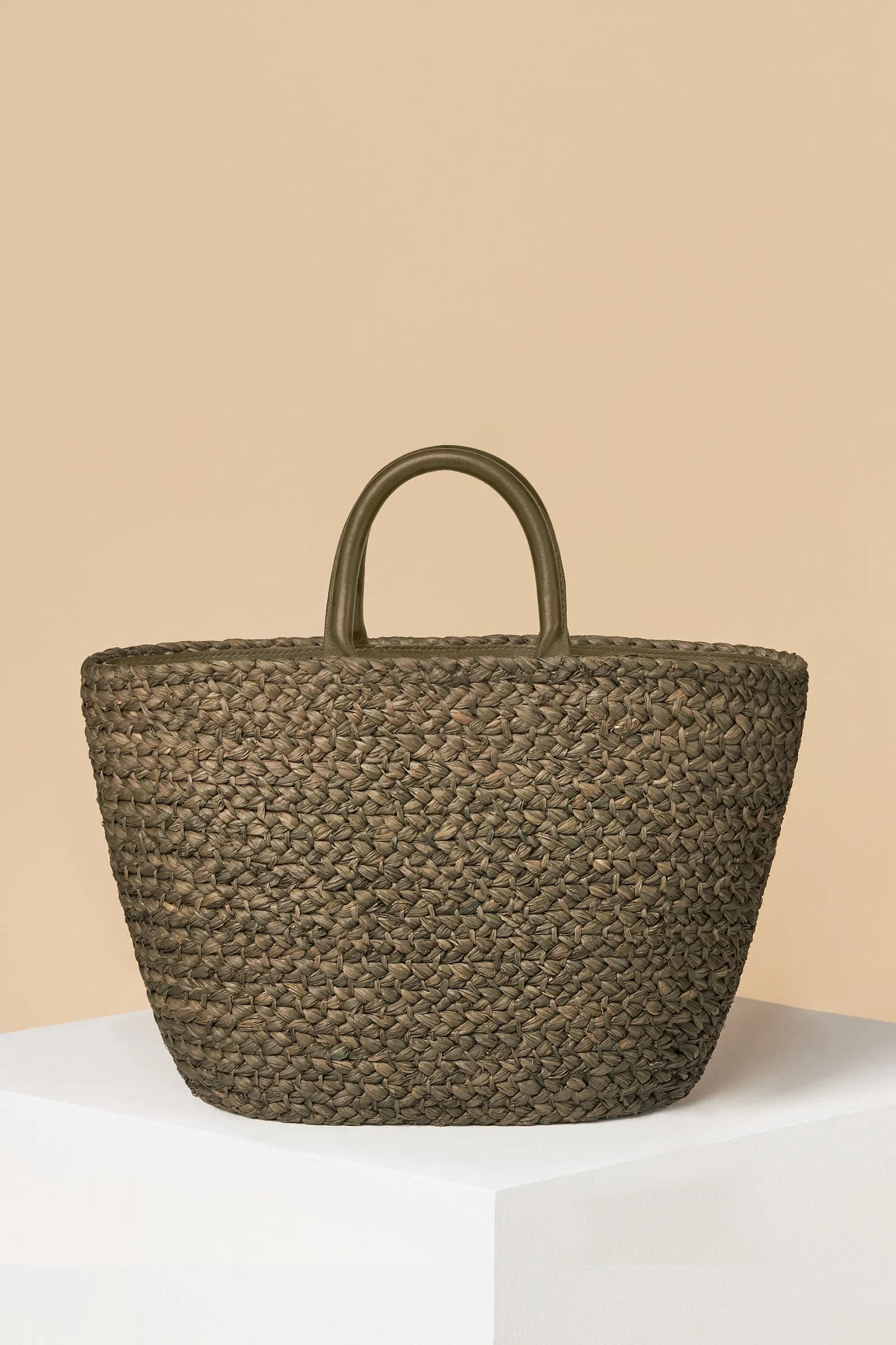 Top Handle Raffia Tote / Olive sold by Cesta Collective