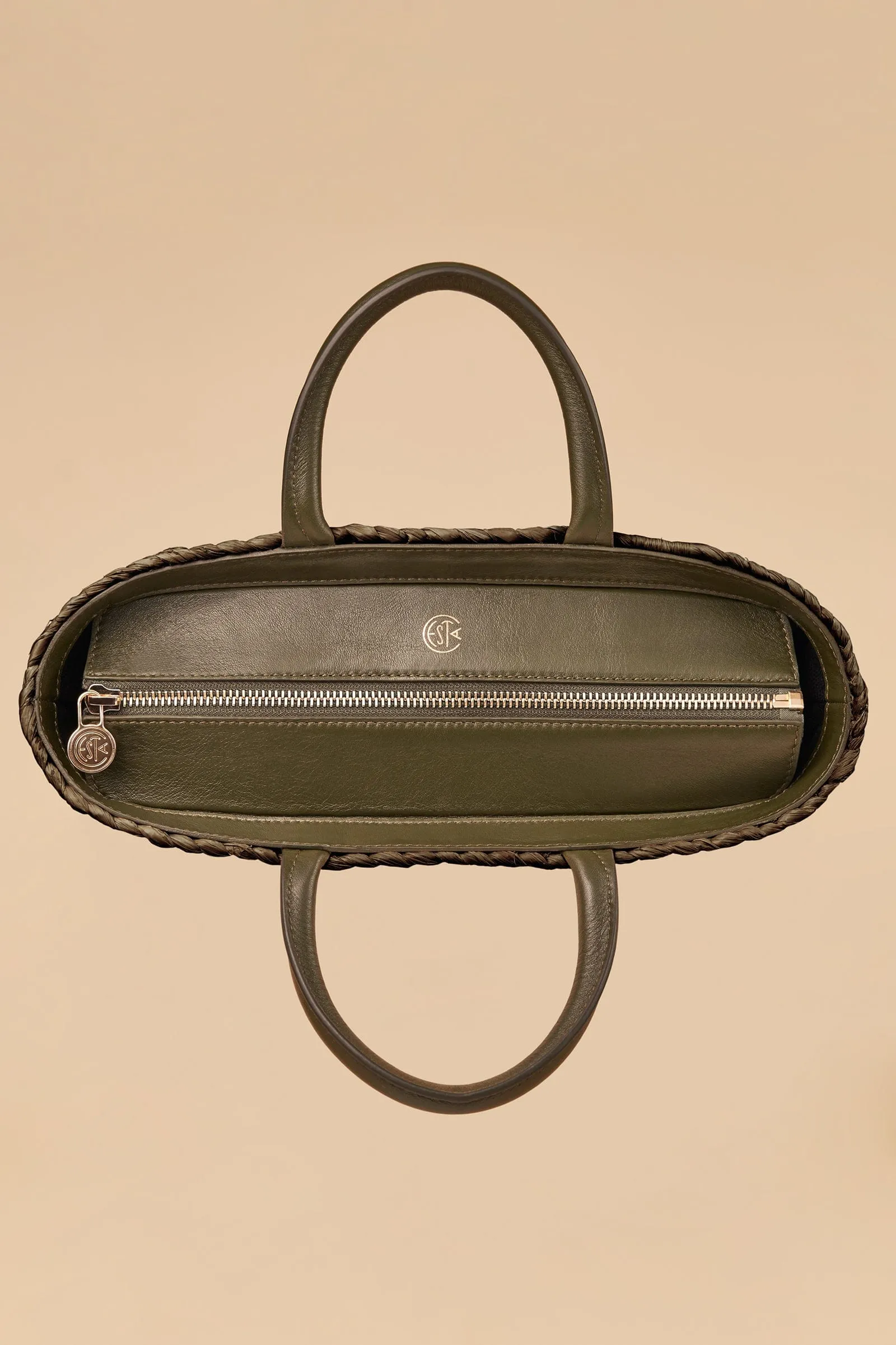 Top Handle Raffia Tote / Olive sold by Cesta Collective product image thumbnail 3