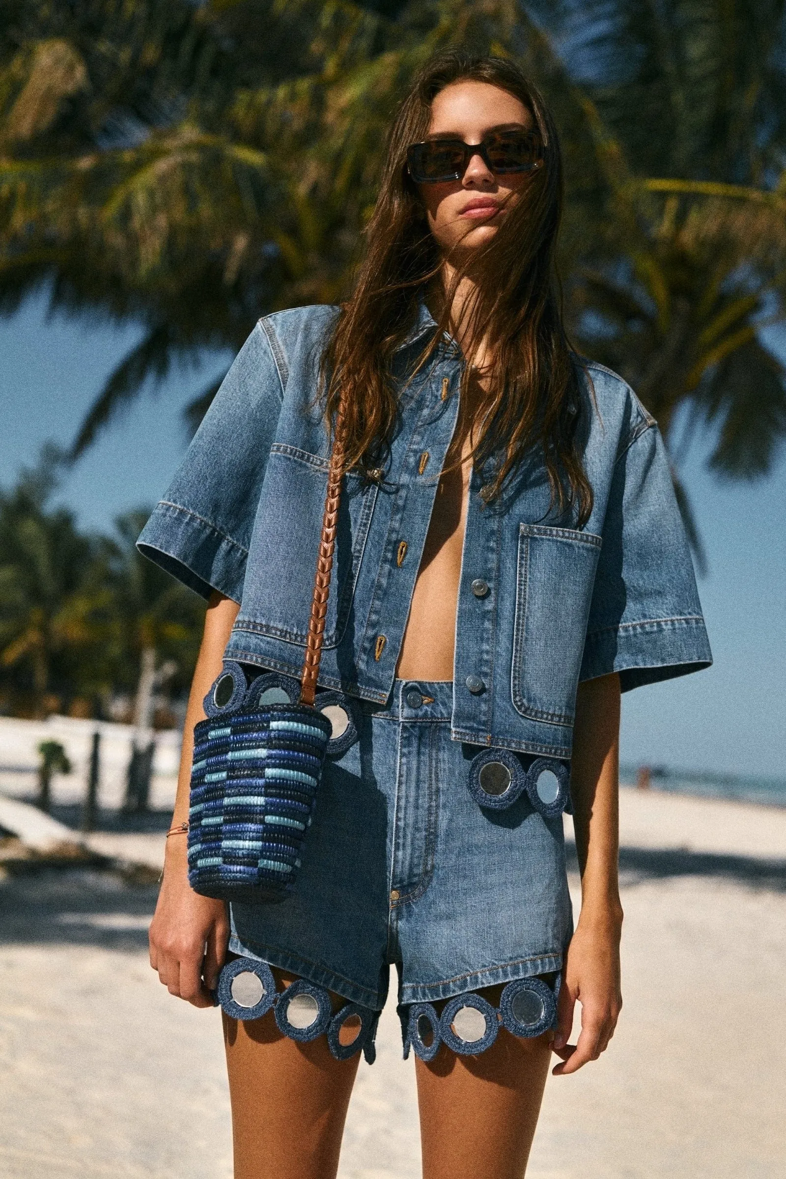 Mini Fan Bag / Denim Check sold by Cesta Collective product image thumbnail 3