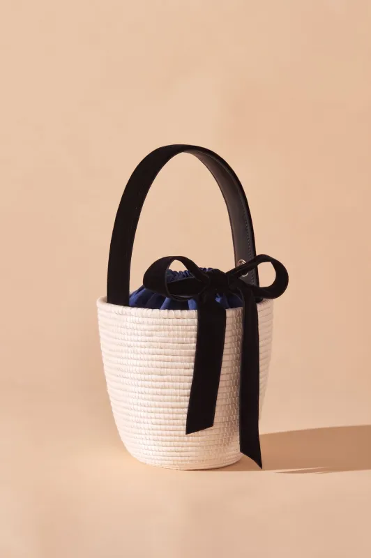 Party Pail with Velvet Bow - Ivory / Black / Black made by Cesta Collective