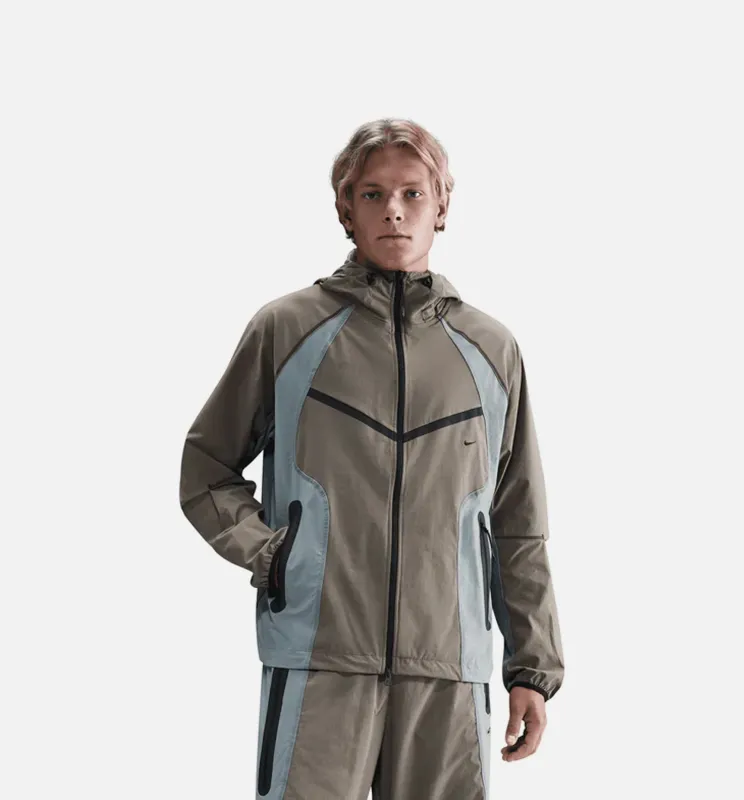 Tech Dri Fit Woven Color Block Windrunner Loose Mens Jacket - Cave Stone/Cool Grey/Black made by Nike