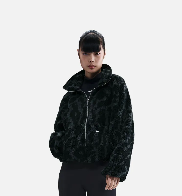 NSW High Pile Cheetah Fleece Zip Up Mens Jacket - Black/Sail made by Nike