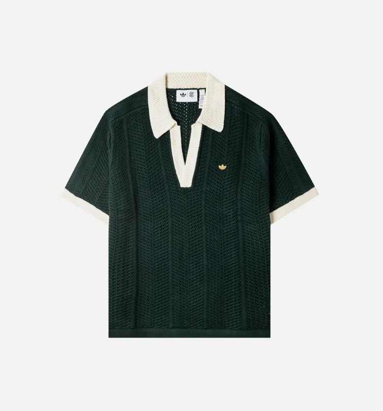 Clot x Adidas Knit Polo Mens Short Sleeve Shirt - Green Night made by Adidas