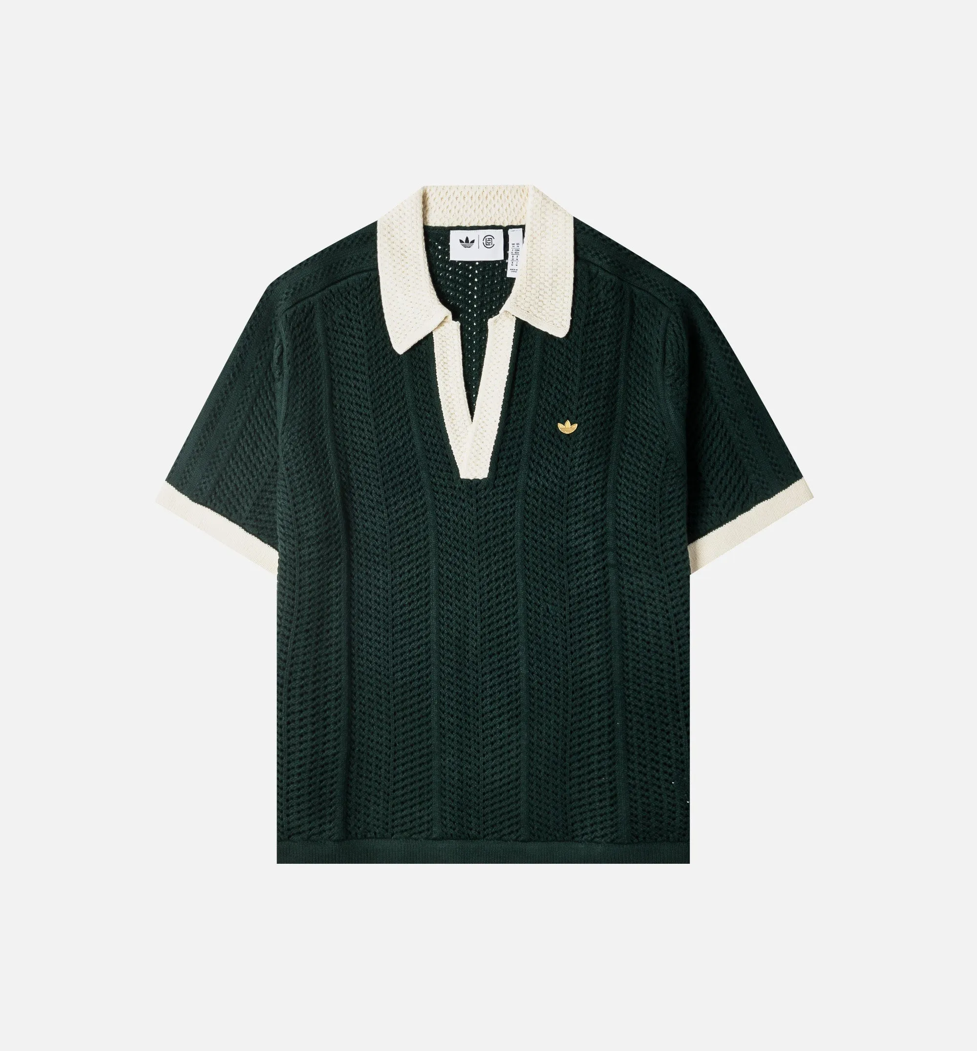 Clot x Adidas Knit Polo Mens Short Sleeve Shirt - Green Night sold by Nice Kicks Retail