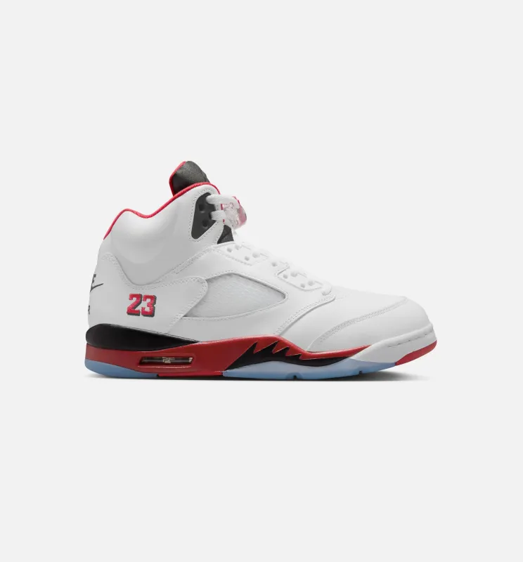 Air Jordan 5 Retro Fire Red Mens Lifestyle Shoe - White/Fire Red/Black made by Jordan