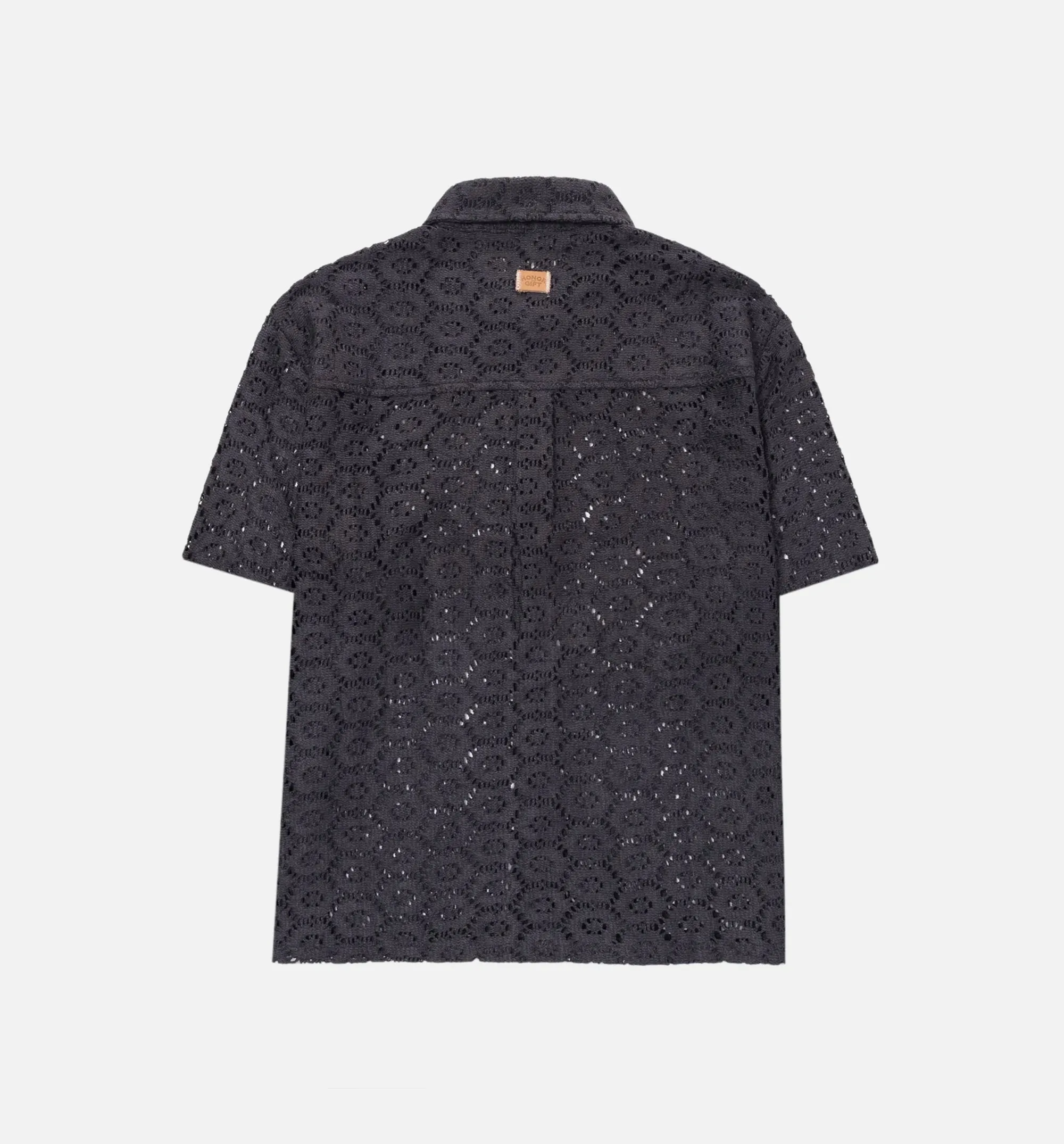 Crochet Button Up Mens Short Sleeve Shirt - Black sold by Nice Kicks Retail product image thumbnail 2