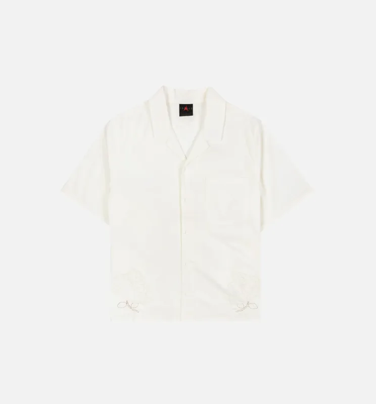 Woven Embroidered Rose Womens Short Sleeve Shirt - Sail made by Jordan