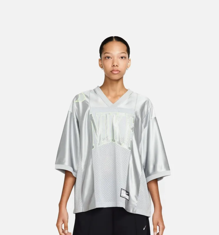 NSW Oversized Graphic Womens Jersey - Light Smoke Grey/Barely Volt made by Nike