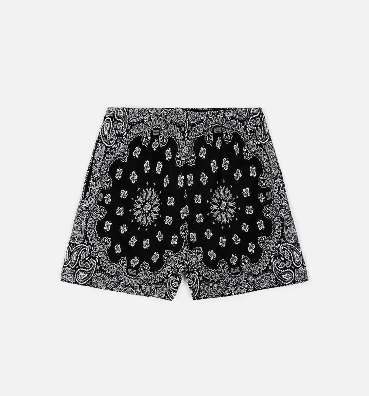 Screenprinted Paisley Two Tone Mens Short - Black/White made by Nice Kicks Retail