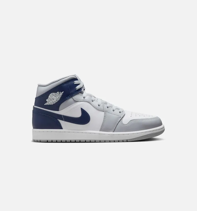 Air Jordan 1 Mid Mens Lifestyle Shoe - White/Wolf Grey/Midnight Navy sold by Nice Kicks Retail
