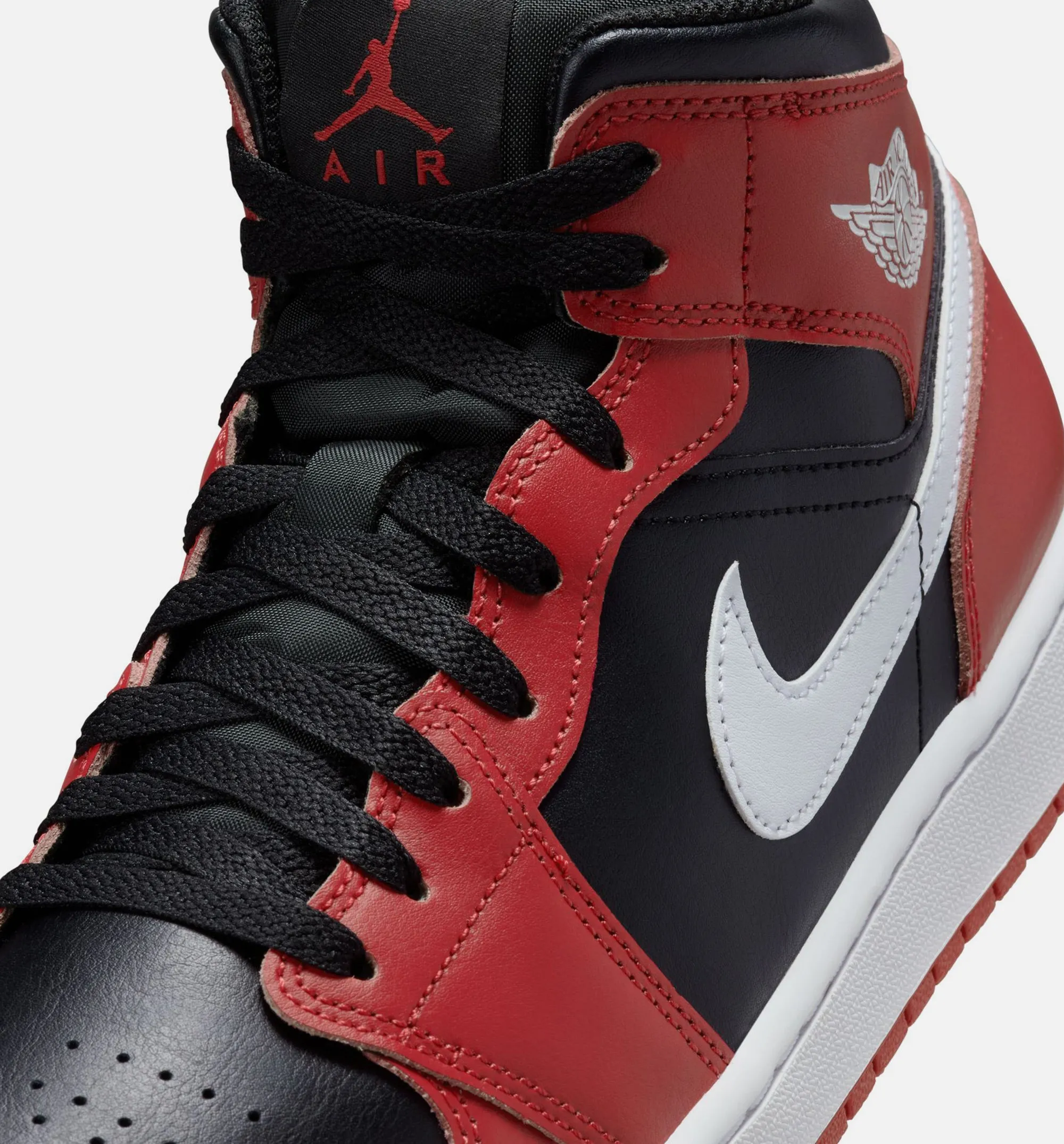 Air Jordan 1 Mid Black Gym Red Mens Basketball Shoe - Black/Gym Red/White sold by Nice Kicks Retail product image thumbnail 2