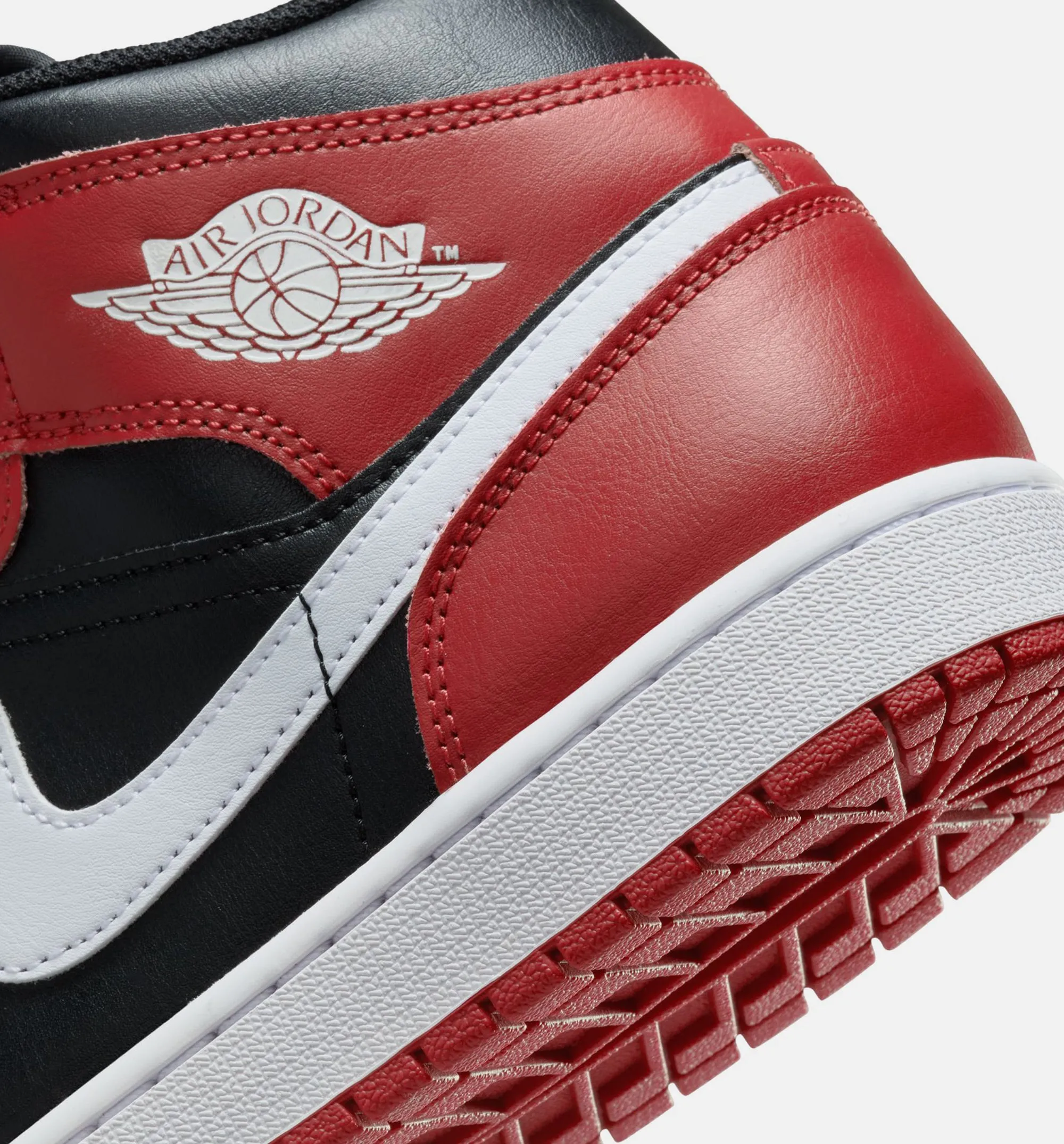 Air Jordan 1 Mid Black Gym Red Mens Basketball Shoe - Black/Gym Red/White sold by Nice Kicks Retail product image thumbnail 3