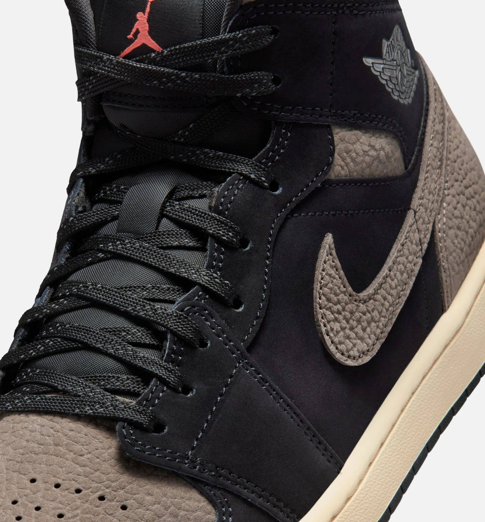Air Jordan 1 Mid SE Mens Lifestyle Shoe - Black/Olive Grey/Light Wild Mango sold by Nice Kicks Retail product image thumbnail 3