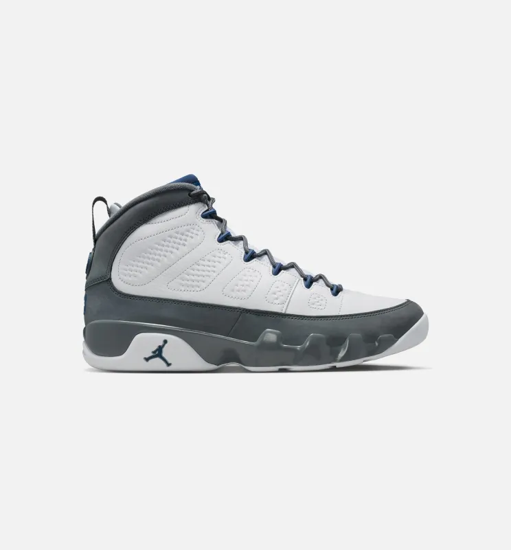Air Jordan 9 Retro Flint Grey and French Blue Mens Lifestyle Shoe - White/French Blue/Flint Grey made by Jordan