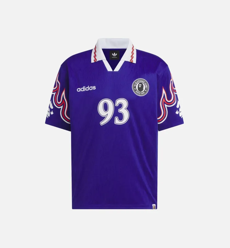 Bape Flame Short Sleeve Mens Jersey - Japan Blue made by Adidas