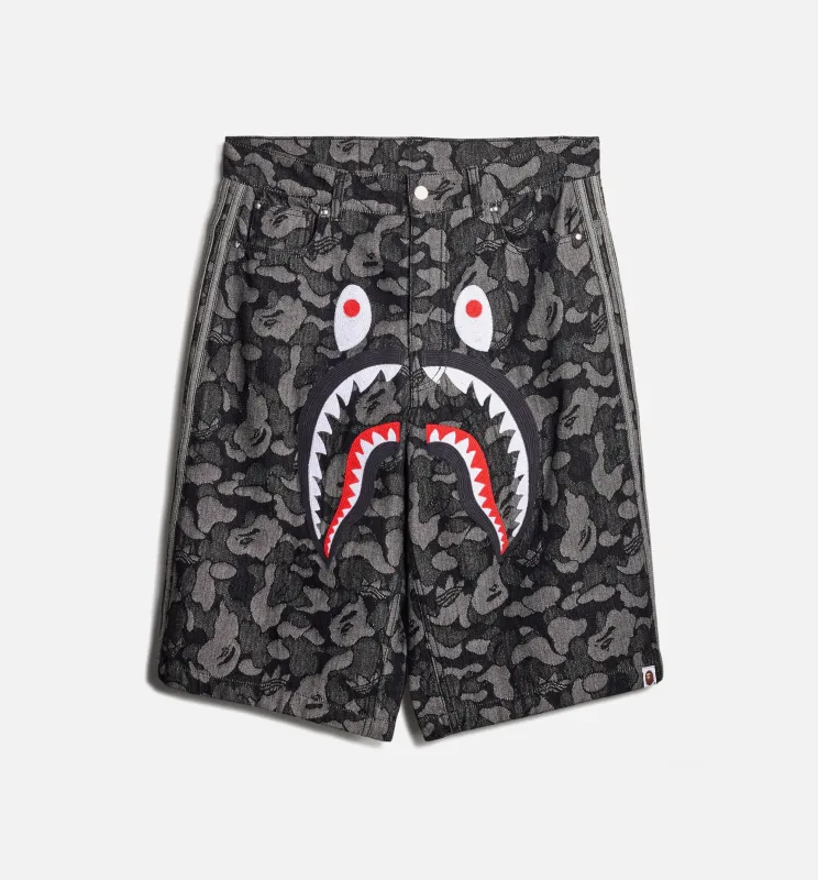 Bape Shark Denim Mens Short - Black made by Adidas