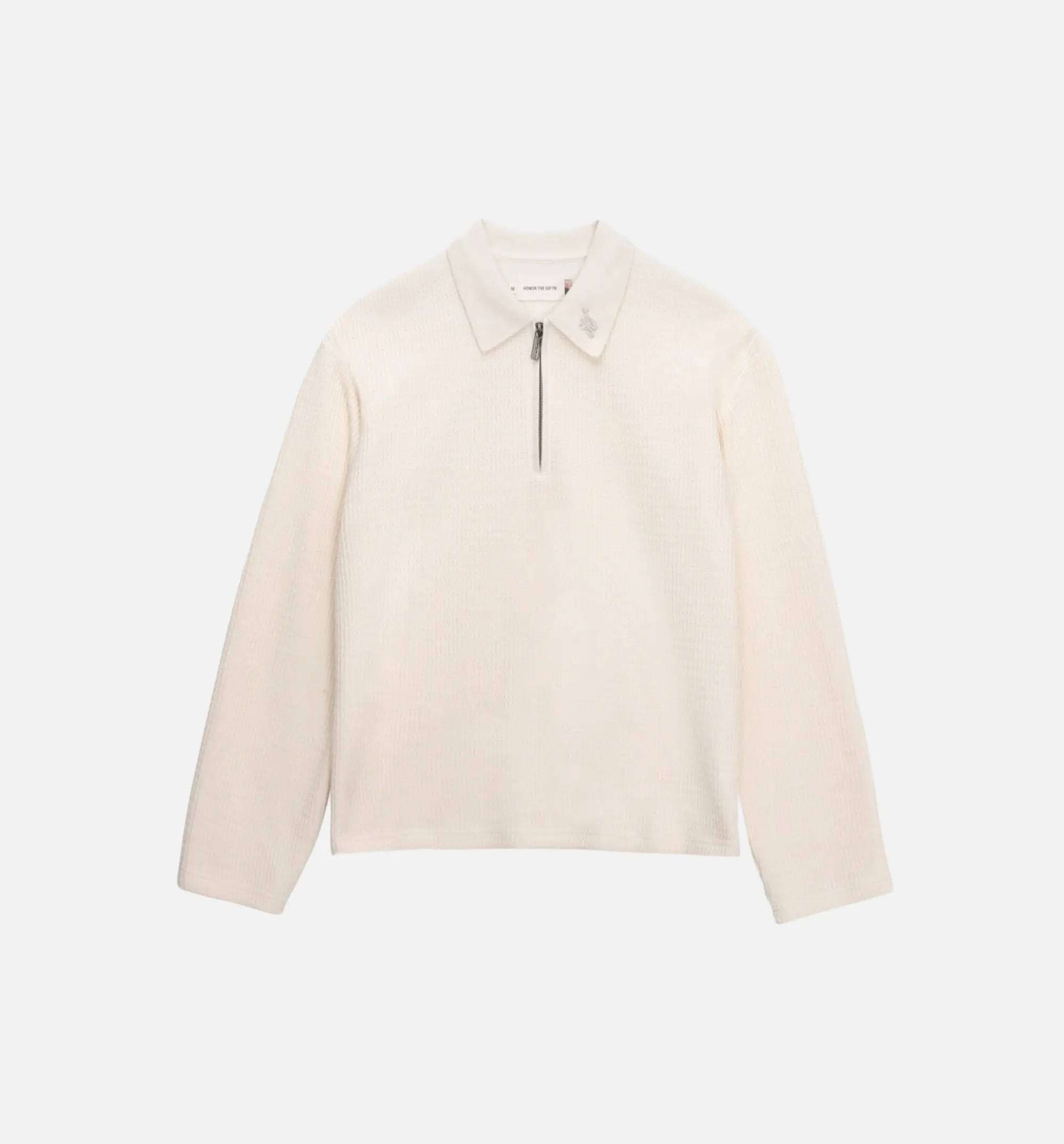 Wavy Knit Polo Mens Long Sleeve - Bone sold by Nice Kicks Retail