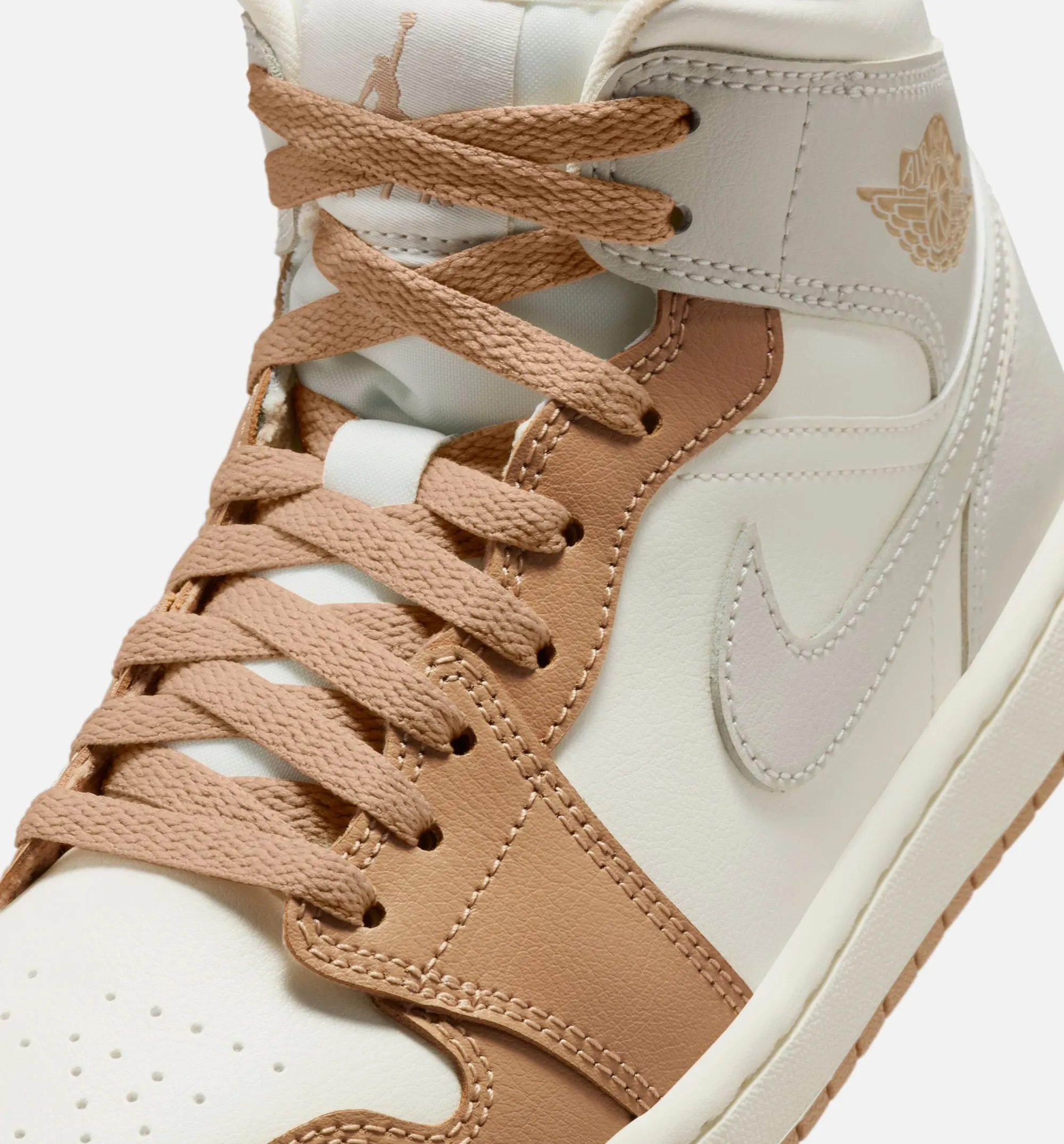 Air Jordan 1 Mid Womens Lifestyle Shoe - Pale Ivory/Hemp/Sail/Light Orewood Brown sold by Nice Kicks Retail product image thumbnail 3