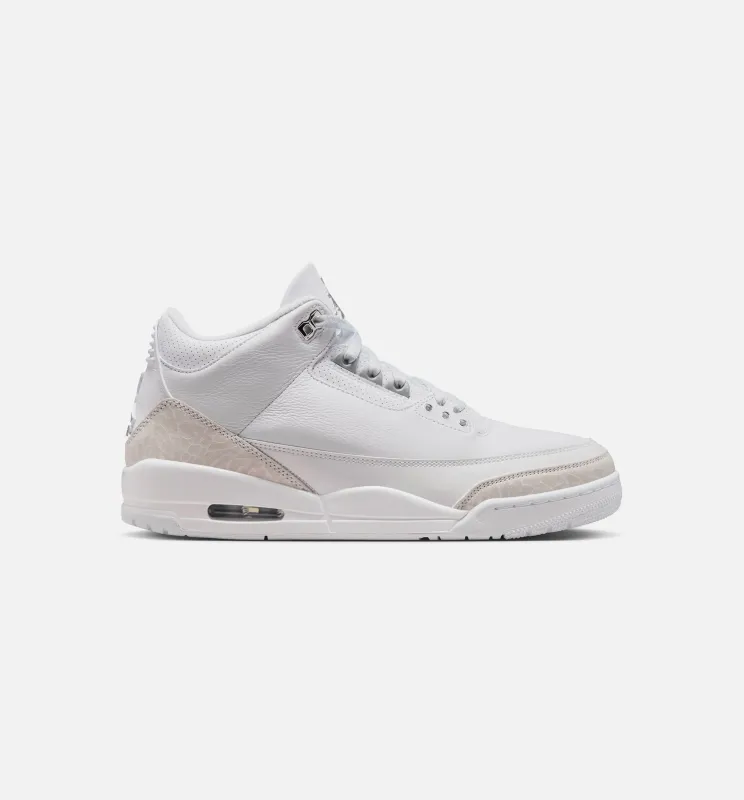 Air Jordan 3 Retro White And Silver Mens Lifestyle Shoe - White/Metallic Silver made by Jordan