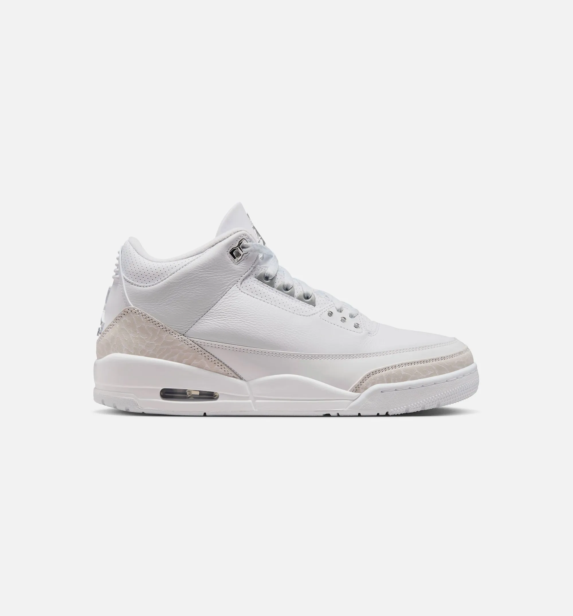 Air Jordan 3 Retro White And Silver Mens Lifestyle Shoe - White/Metallic Silver sold by Nice Kicks Retail
