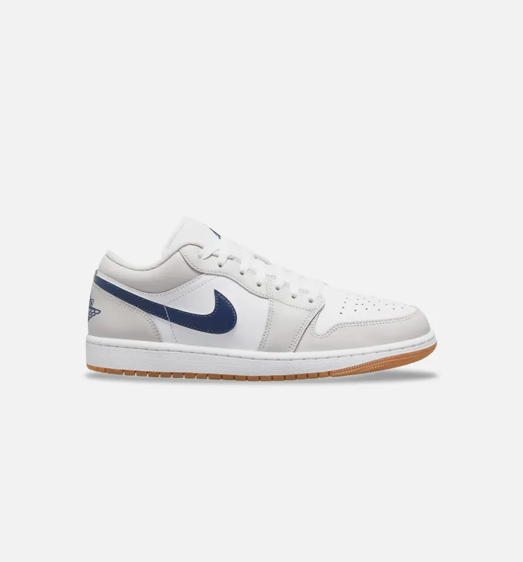 Air Jordan 1 Low Retro Mens Lifestyle Shoe - White/Neutral Grey/Gum Medium Brown/Midnight Navy made by Jordan