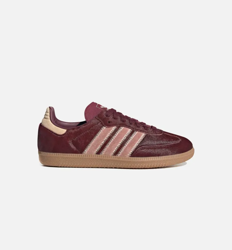 Samba OG Maroon Sand Strata Pony Womens Lifestyle Shoe - Sand Strata/Maroon/Warm Clay made by Adidas