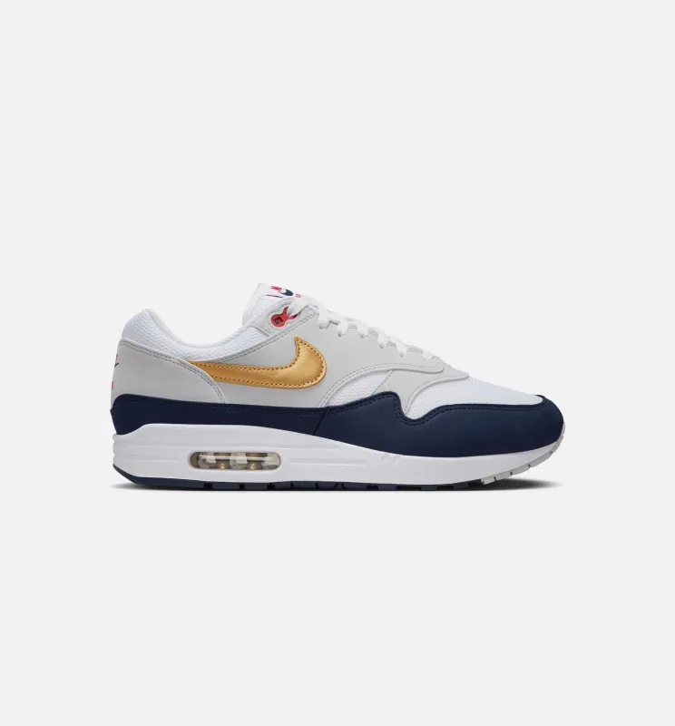 Air Max 1 Olympic Mens Lifestyle Shoe - Obsidian/Metallic Gold made by Nike