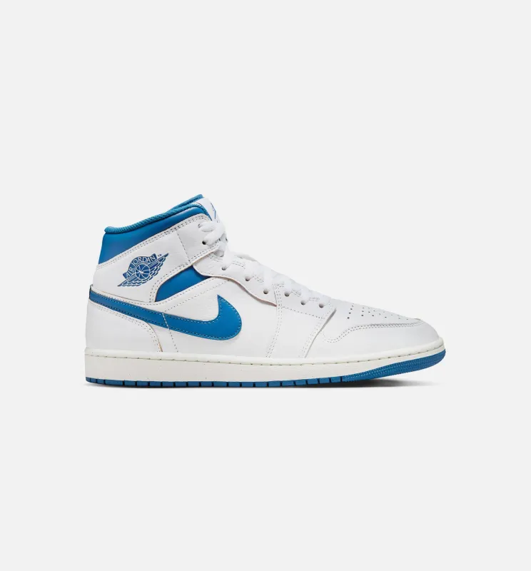Air Jordan 1 Mid SE Industrial Blue Mens Lifestyle Shoe - White/Industrial Blue/Sail made by Jordan