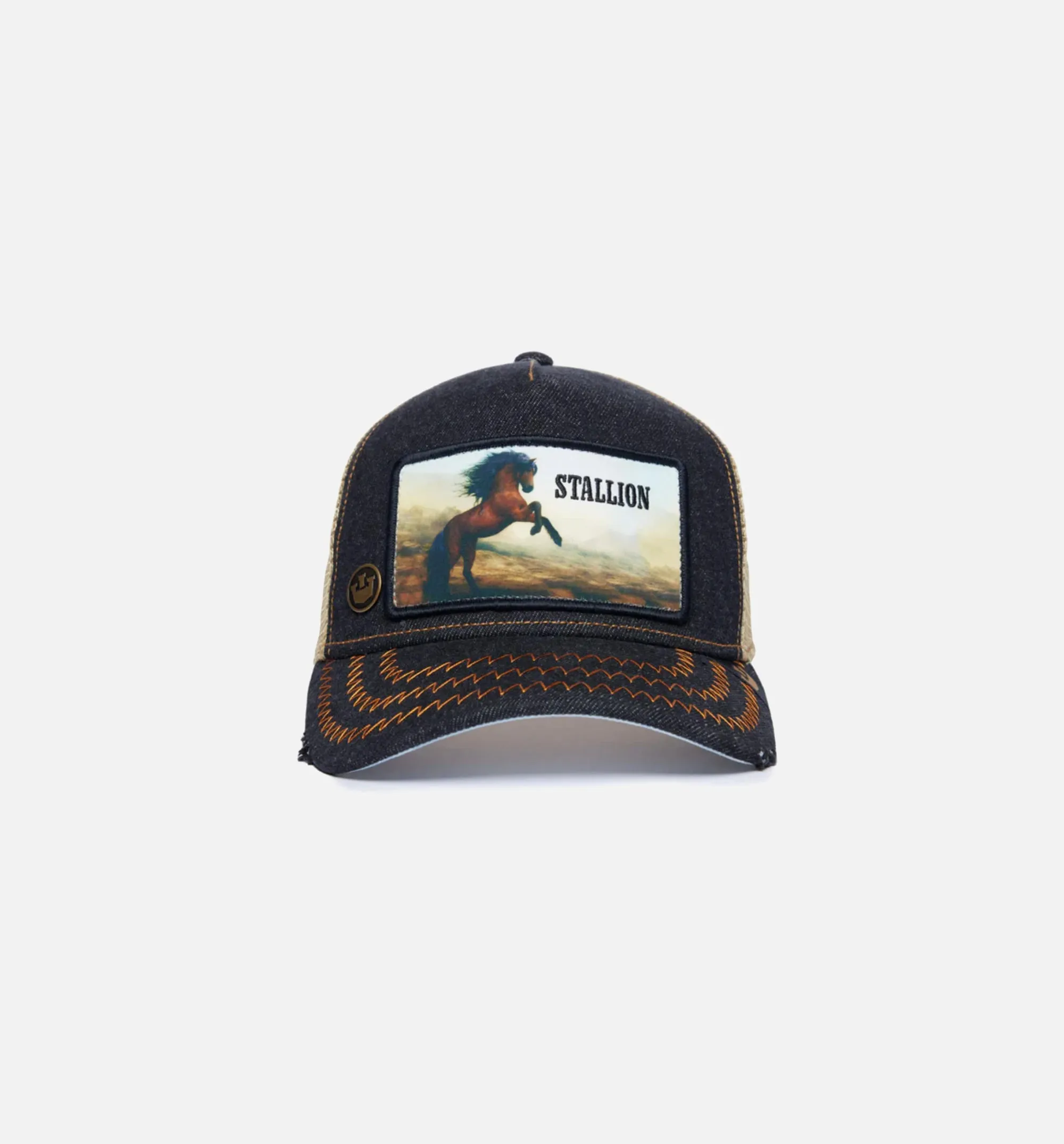 The Stallion Trucker Mens Hat - Tan/Black sold by Nice Kicks Retail
