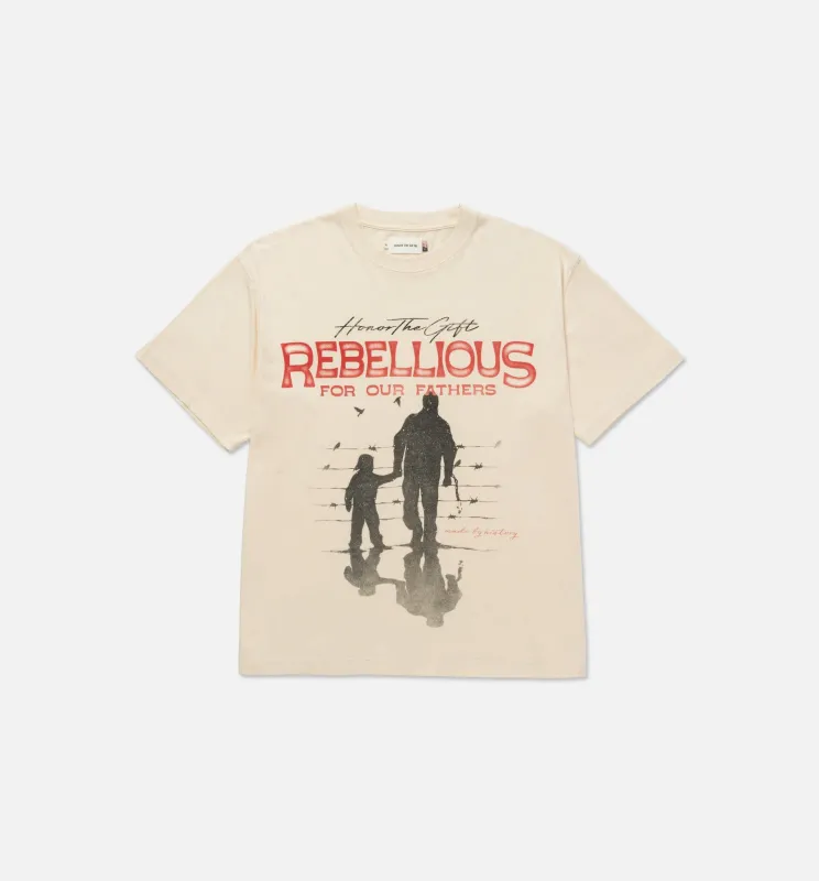 Rebellious For Our Fathers Mens Short Sleeve Shirt - Bone/Red made by Nice Kicks Retail