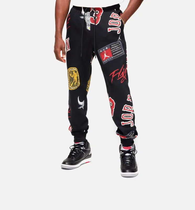 Brooklyn Fleece All Over Print Joggers Mens Pants - Black/Red made by Jordan