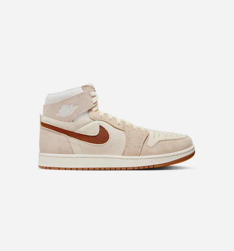 Air Jordan 1 Zoom CMFT 2 Mens Lifestyle Shoe - Sail/Legend Medium Brown/Fossil/Legend Coffee made by Jordan
