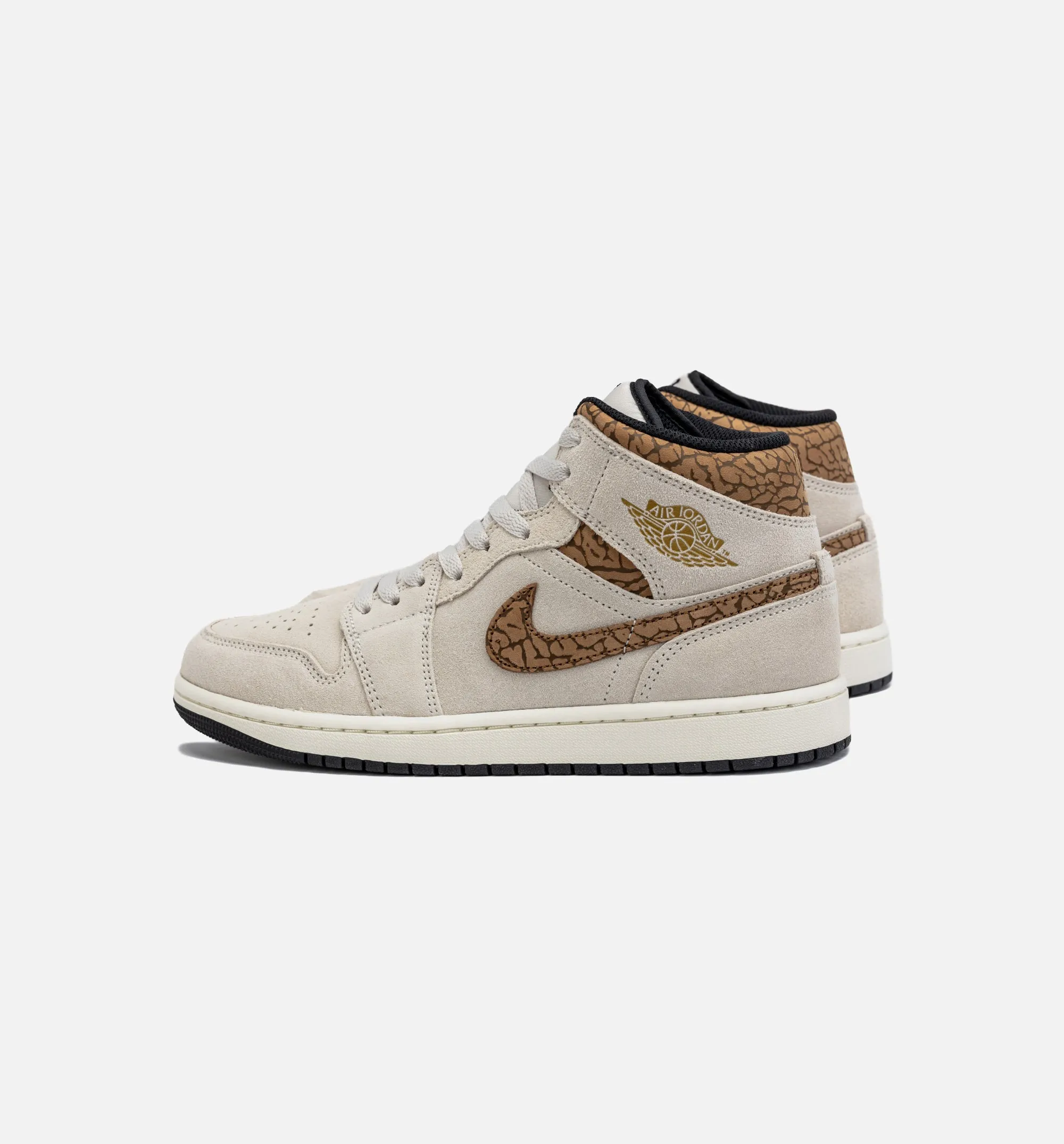 Air Jordan 1 Retro Mid SE Brown Elephant Mens Lifestyle Shoe - Light Orewood Brown/Metallic Gold sold by Nice Kicks Retail product image thumbnail 3