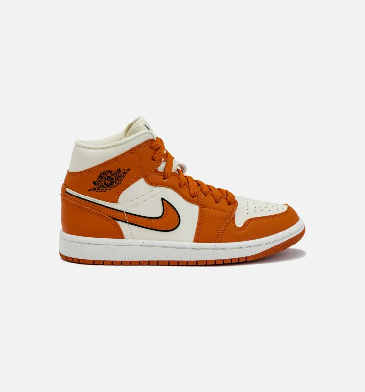 Air Jordan 1 Retro Mid SE Sport Spice Womens Lifestyle Shoe - Orange/White made by Jordan