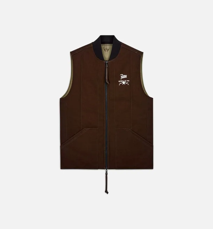 Patta Four Leaf Clover Utility Reversible Mens Vest - Brown made by Converse