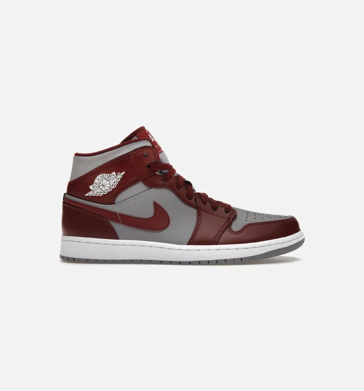 Air Jordan 1 Mid Cherrywood Red Mens Lifestyle Shoe - Red/Grey made by Jordan