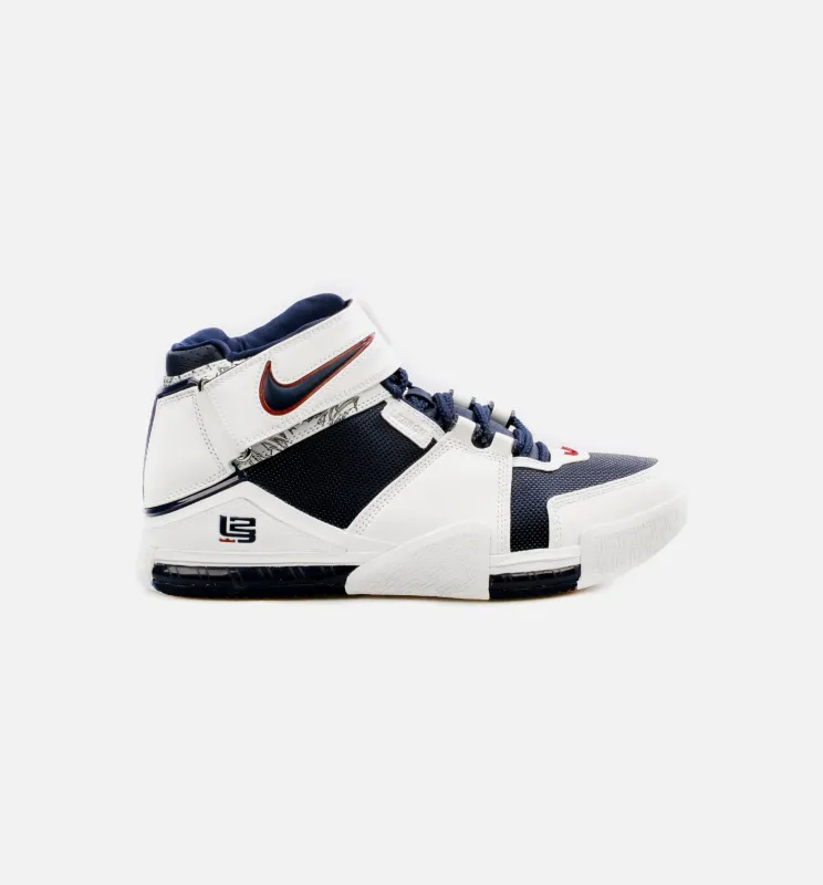 LeBron Zoom 2 Midnight Navy Mens Basketball Shoe - White/Blue made by Nike
