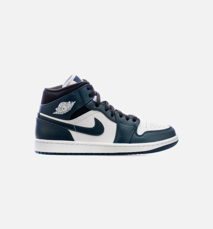 Air Jordan 1 Mid Dark Teal Mens Lifestyle Shoes - Black/ Armory Navy made by Jordan