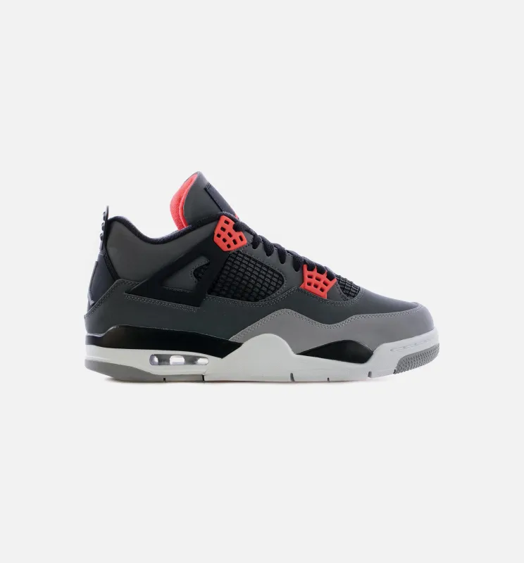 Air Jordan 4 Retro Infrared Mens Lifestyle Shoe - Grey/Infrared/Black Limit One Per Customer made by Jordan