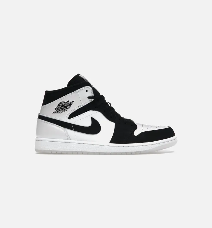 Air Jordan 1 Mid Diamond Mens Lifestyle Shoe - Black/White Limit One Per Customer made by Jordan