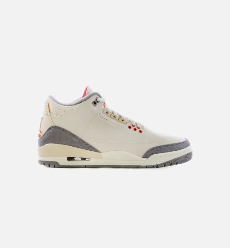 Air Jordan 3 Retro Muslin Mens Lifestyle Shoe - Sand/Red/Grey Limit One Per Customer made by Jordan