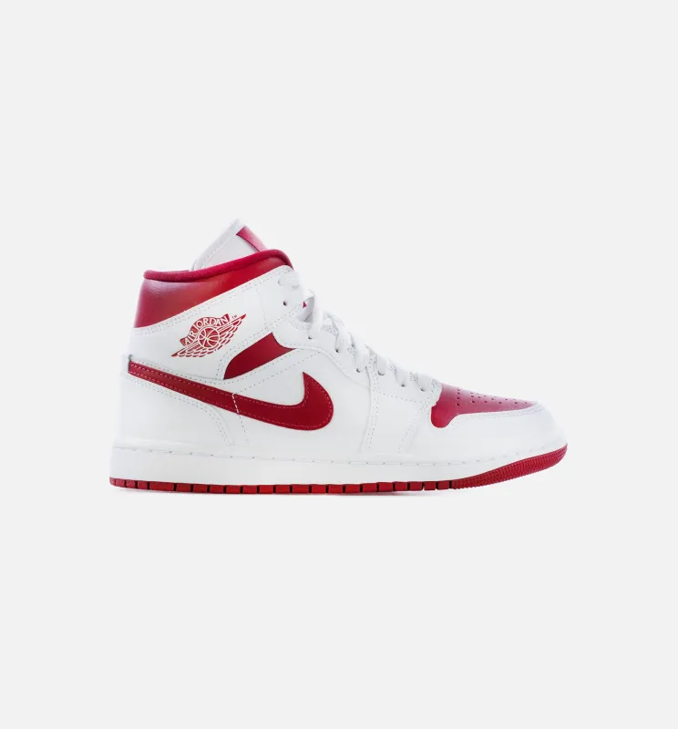 Air Jordan 1 Mid Red Toe Womens Lifestyle Shoe - White/Pomegranate made by Jordan