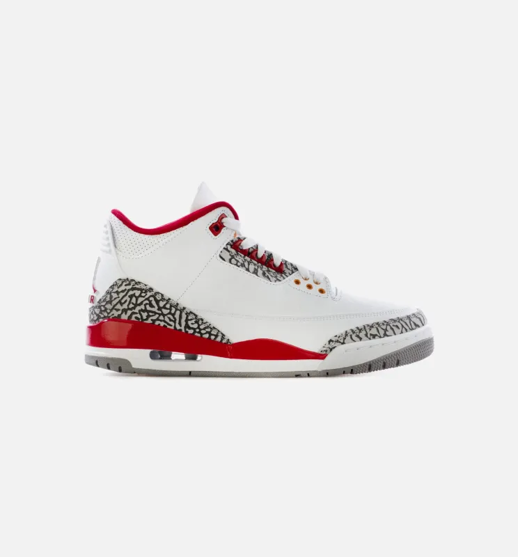 Air Jordan 3 Retro Cardinal Red Mens Lifestyle Shoe - White/Light Curry/Cardinal Red Limit One Per Customer made by Jordan