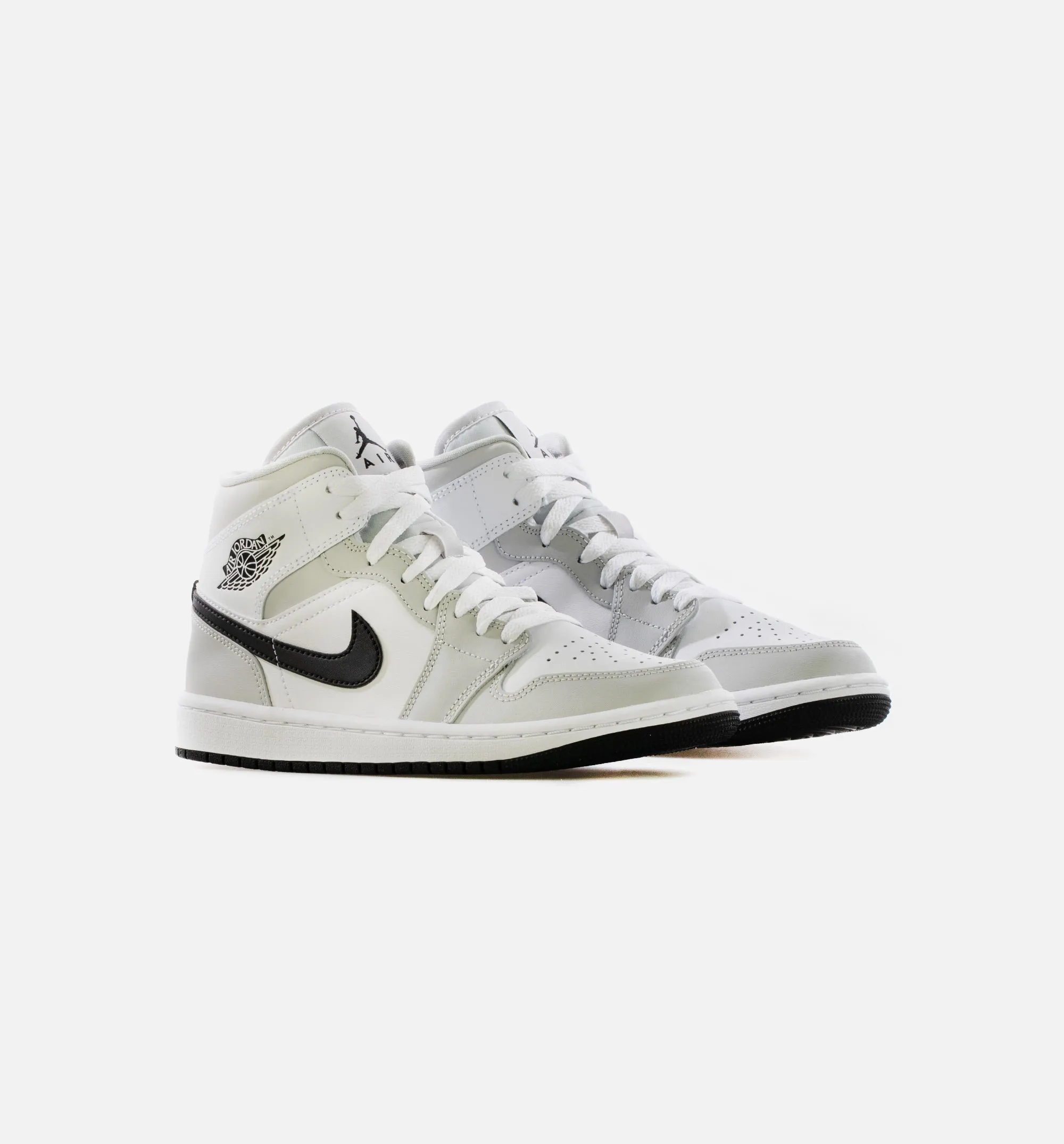 Air Jordan 1 Mid Light Smoke Grey Womens Lifestyle Shoe - White/Light Smoke Grey/Black Limit One Per Customer sold by Nice Kicks Retail product image thumbnail 2