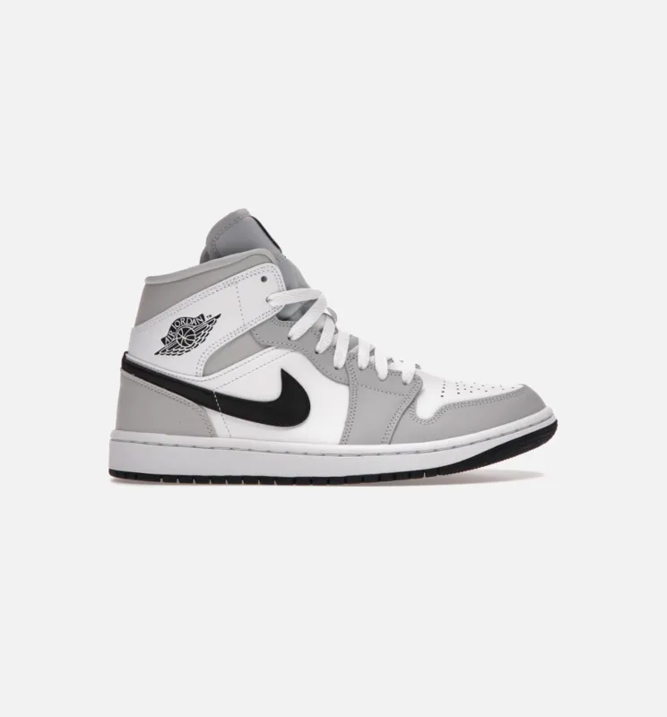 Air Jordan 1 Mid Light Smoke Grey Womens Lifestyle Shoe - White/Light Smoke Grey/Black Limit One Per Customer made by Jordan