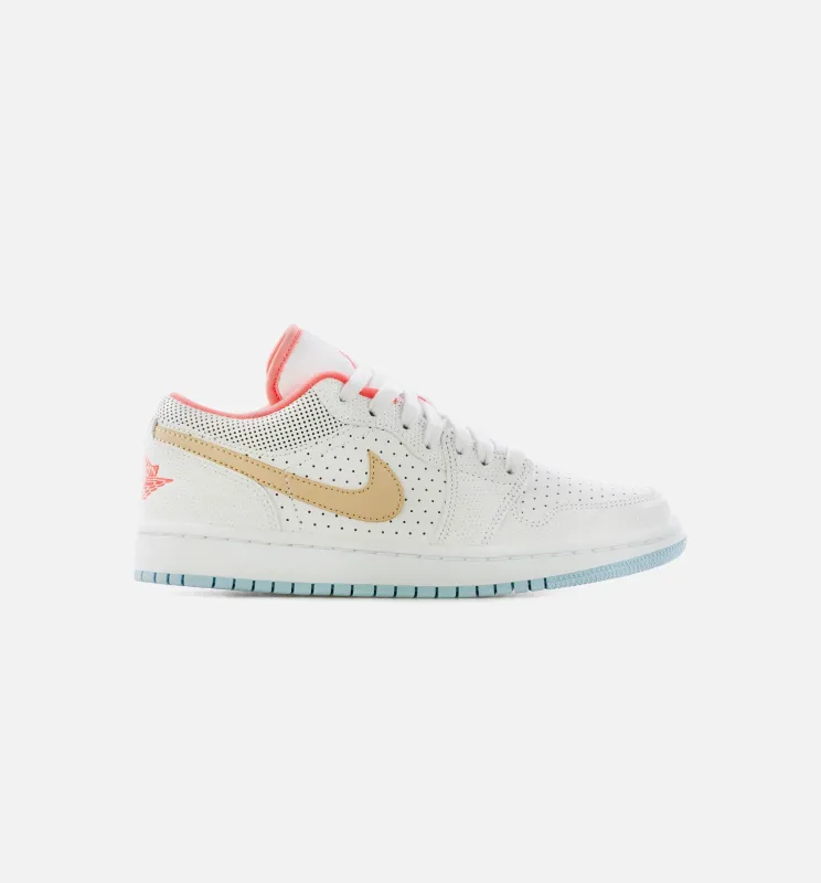 Air Jordan 1 Low White Sesame Womens Lifestyle Shoe - White/Sesame/Flash Crimson/Psychic Blue made by Jordan