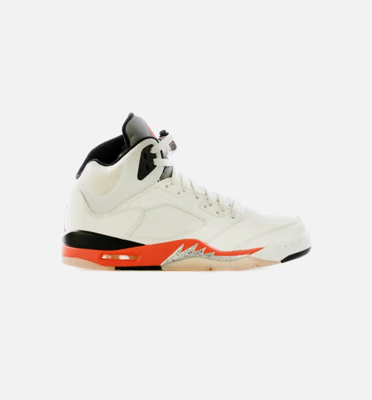 Air Jordan 5 Retro Orange Blaze Mens Lifestyle Shoe - Sail/Orange Blaze/Metallic Silver/Black Limit One Per Customer made by Jordan