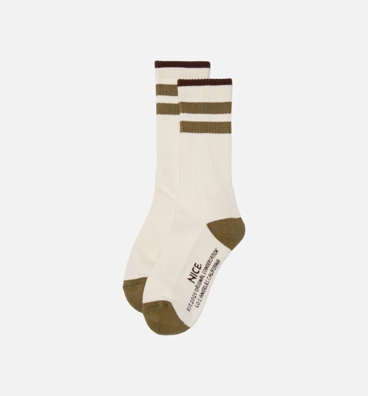 Nice Kicks Striped Socks Mens Socks - Olive/Brown sold by Nice Kicks Retail