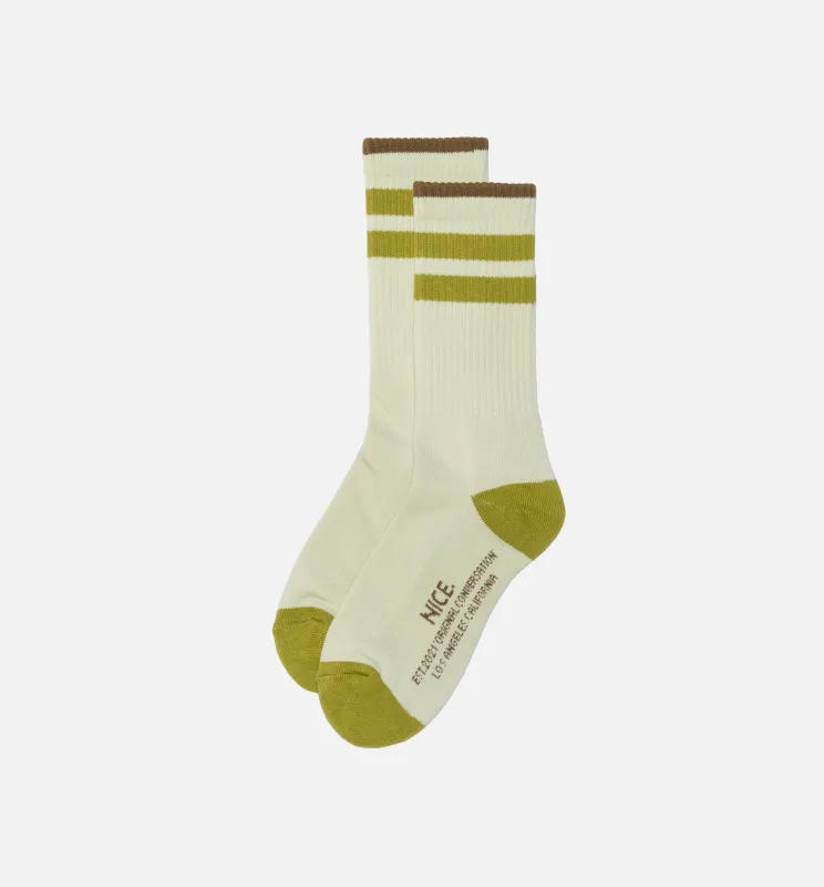 Nice Kicks Striped Sock Mens Socks - White/Green made by Nice Kicks Retail