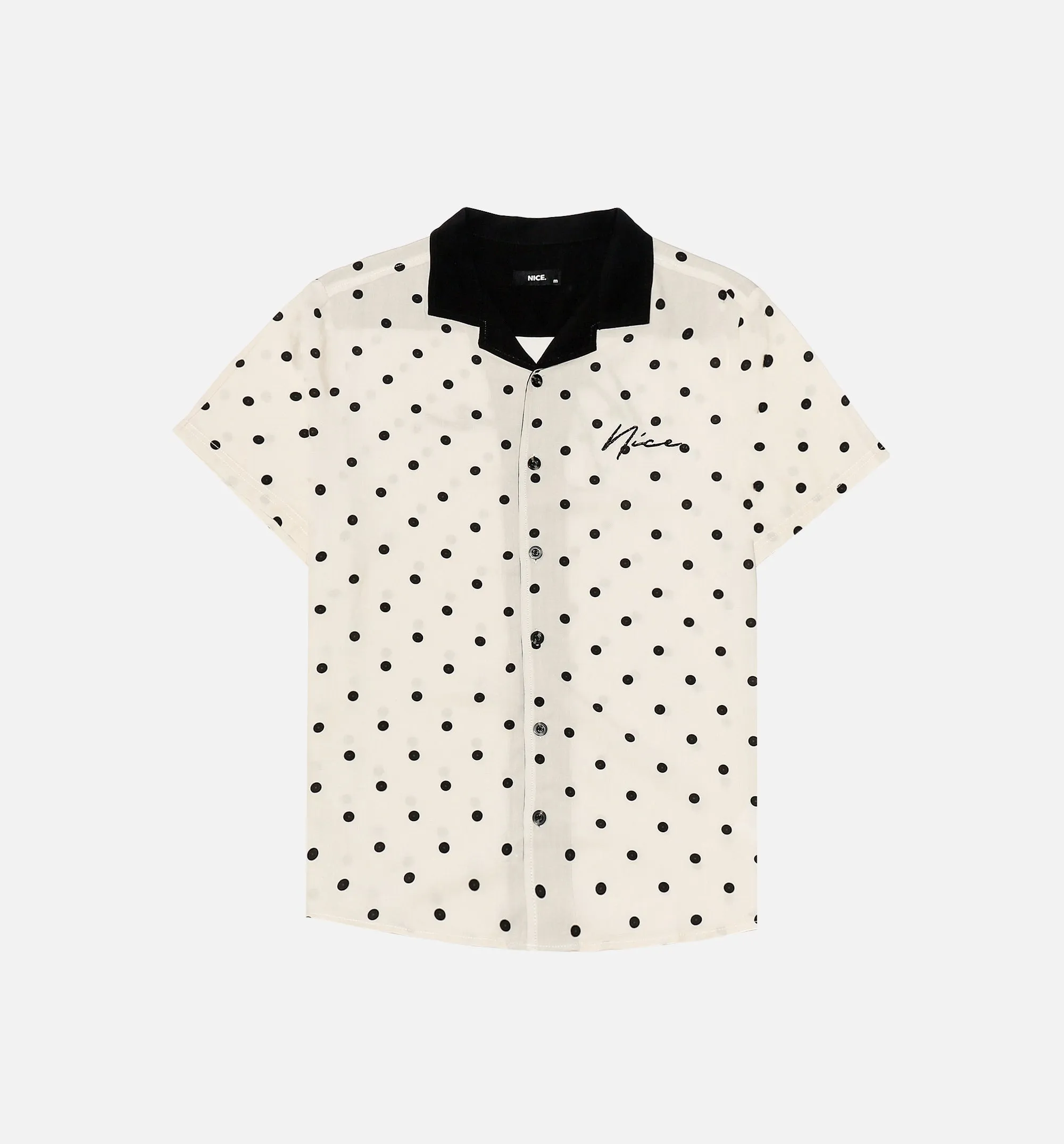 Nice Polka Dot Short Sleeve Rayon Shirt Mens Top - Cream sold by Nice Kicks Retail
